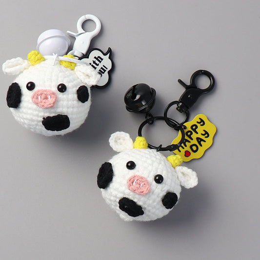 crochet keychain cute cow crochet stuffed animal, school bag keychain pendant