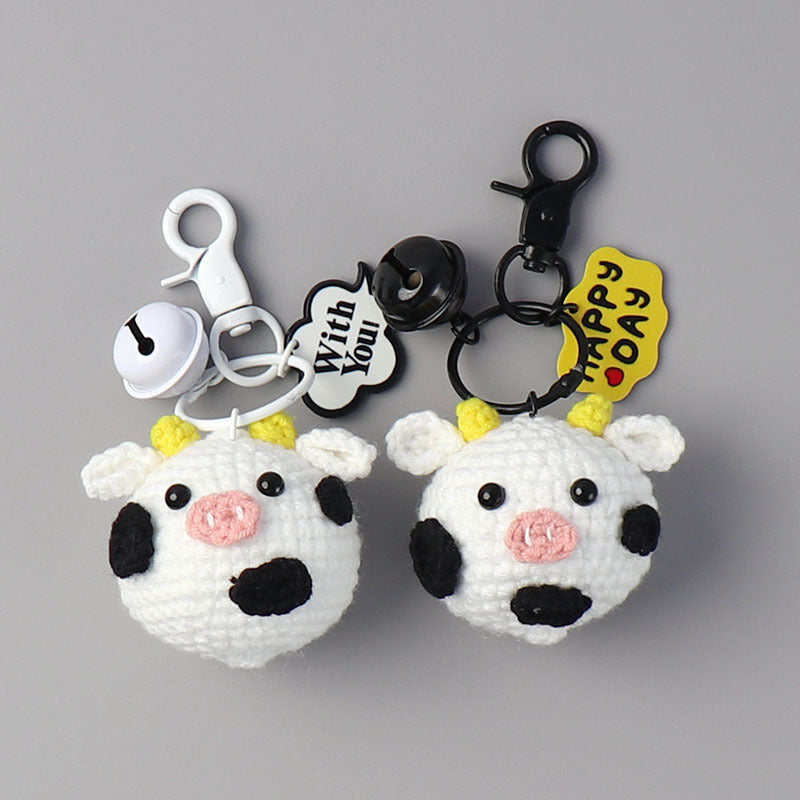 crochet keychain cute cow crochet stuffed animal, school bag keychain pendant