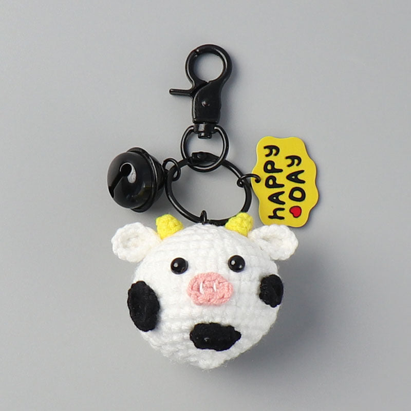 crochet keychain cute cow crochet stuffed animal, school bag keychain pendant