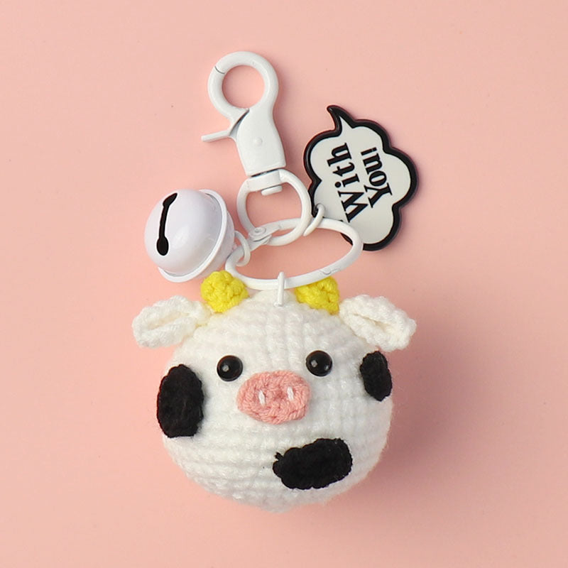 crochet keychain cute cow crochet stuffed animal, school bag keychain pendant