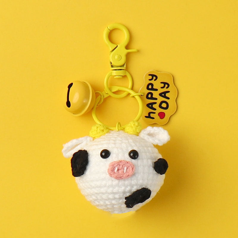 crochet keychain cute cow crochet stuffed animal, school bag keychain pendant