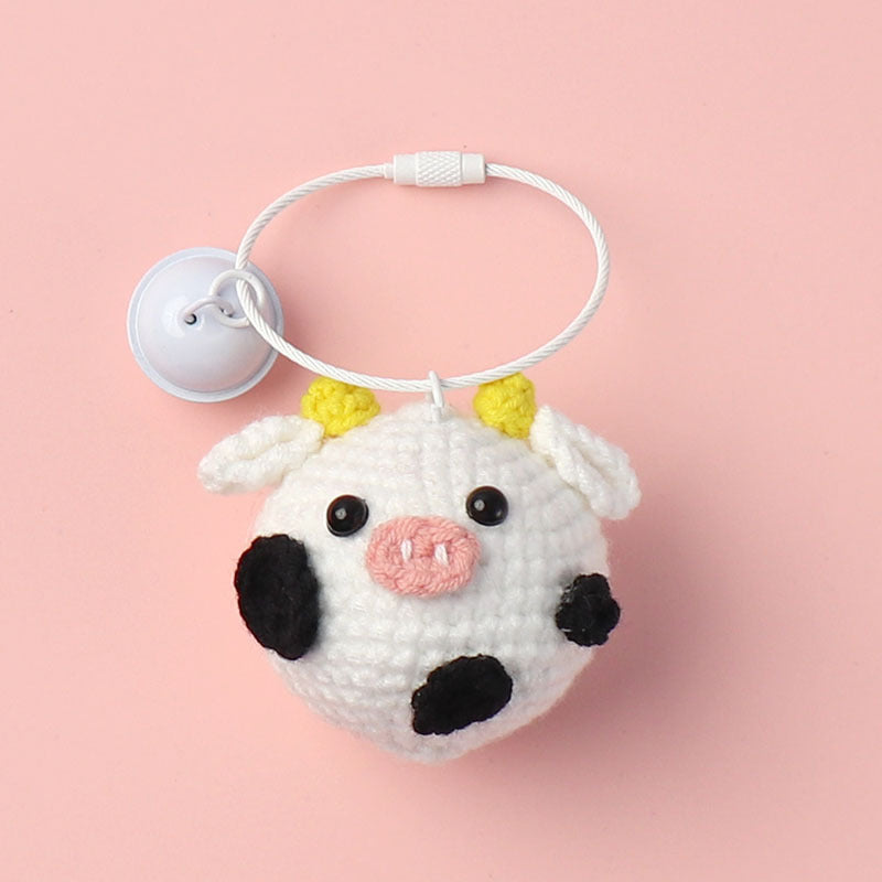 crochet keychain cute cow crochet stuffed animal, school bag keychain pendant