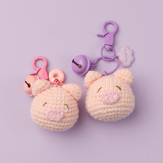 Knitted cute pig pendant keychain exquisite doll bag ornament