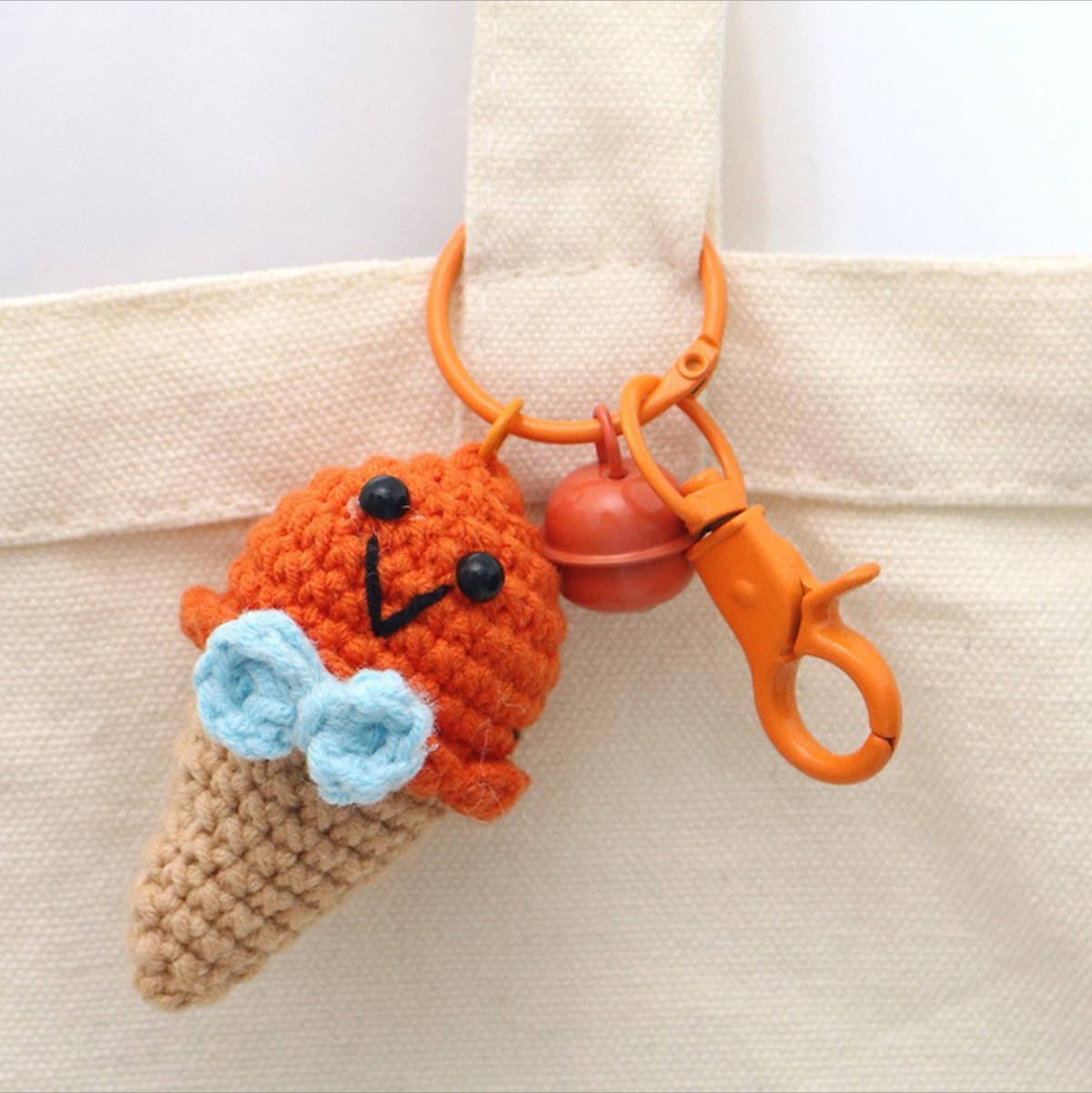 Ice cream charm knitted keychain