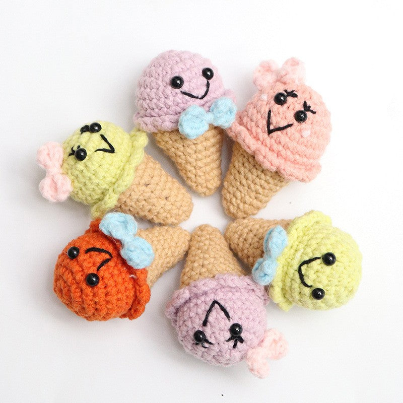 Ice cream charm knitted keychain