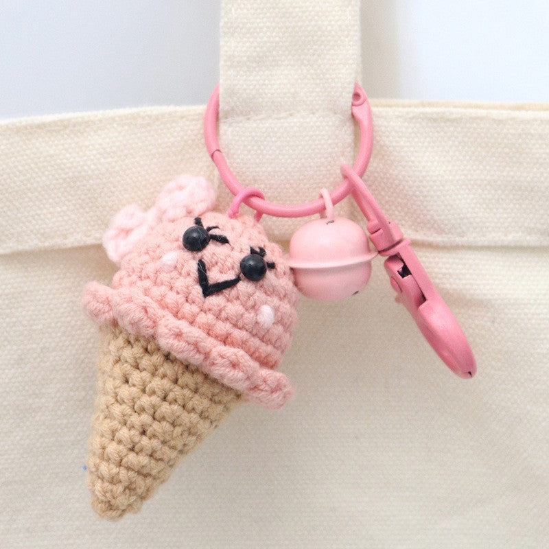 Ice cream charm knitted keychain