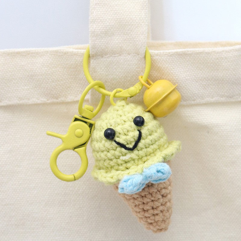 Ice cream charm knitted keychain