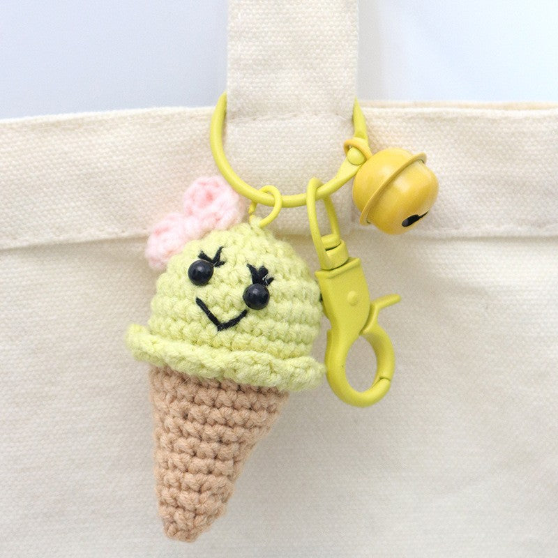 Ice cream charm knitted keychain