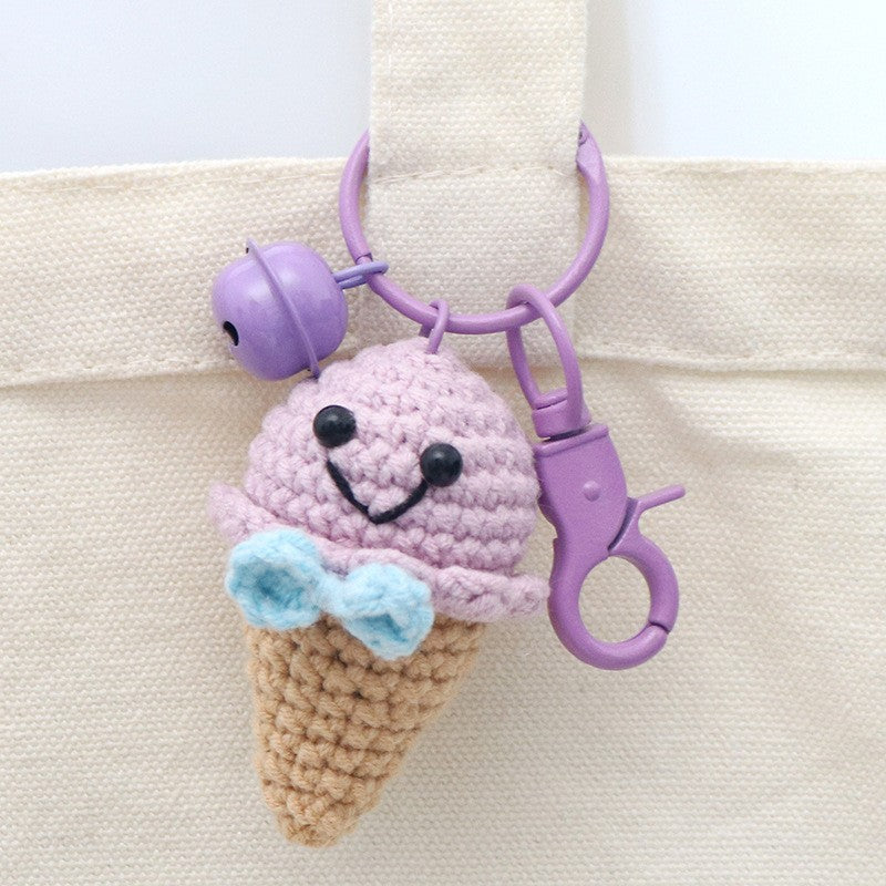 Ice cream charm knitted keychain