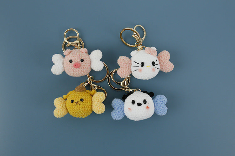 Classic cartoon hand-woven small pendant, cute Pacha dog keychain