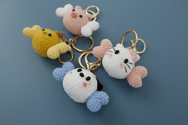 Classic cartoon hand-woven small pendant, cute Pacha dog keychain